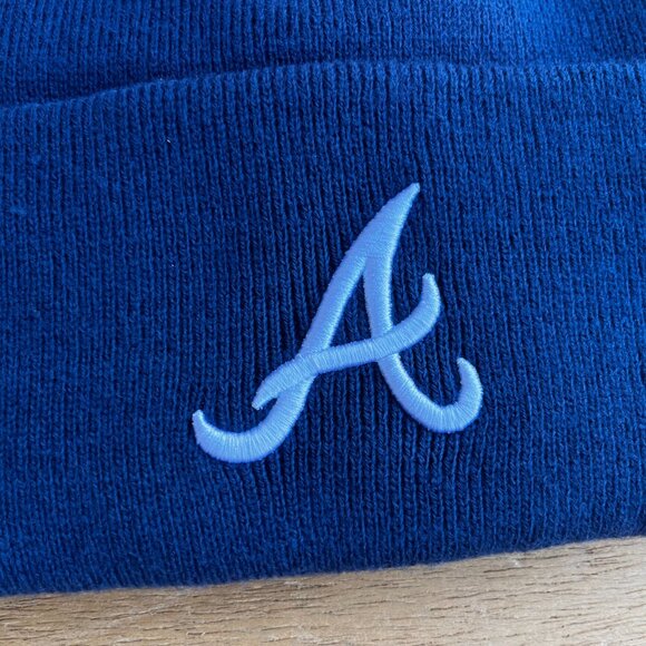 MITCHELL & NESS ATLANTA BRAVES EMBROIDERED BEANIE Men’s Blue NWOT - Picture 2 of 4